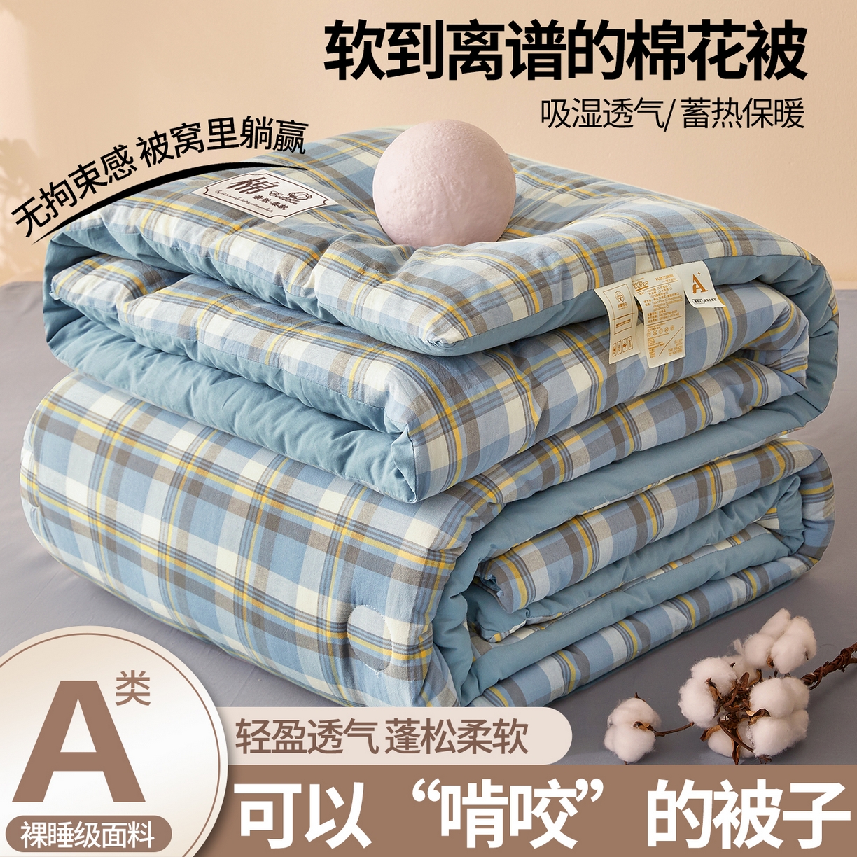 91家纺网 家纺一手货源 找家纺 （总）晓时候 2025新款A类水洗棉冬被新疆棉花被夏被春秋被四季被子被芯