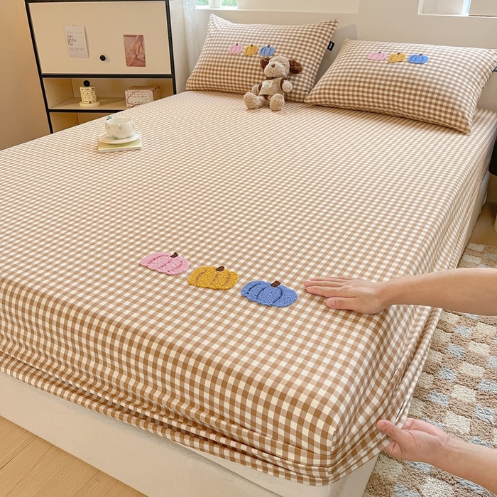 卡姿家纺 2025春夏色织水洗棉单品床笠 水洗棉床笠-卡其格