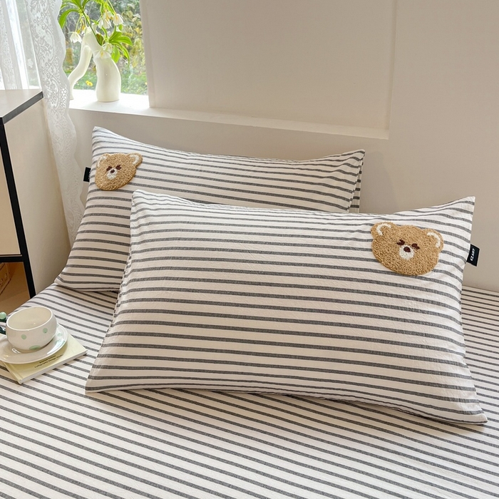 91家纺网 家纺一手货源 找家纺 卡姿家纺 2025春夏色织水洗棉单品床笠 水洗棉床笠-黑白条纹