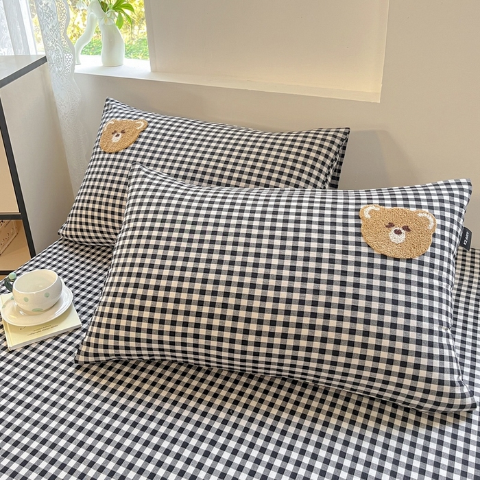 91家纺网 家纺一手货源 找家纺 卡姿家纺 2025春夏色织水洗棉单品床笠 水洗棉床笠-黑白格