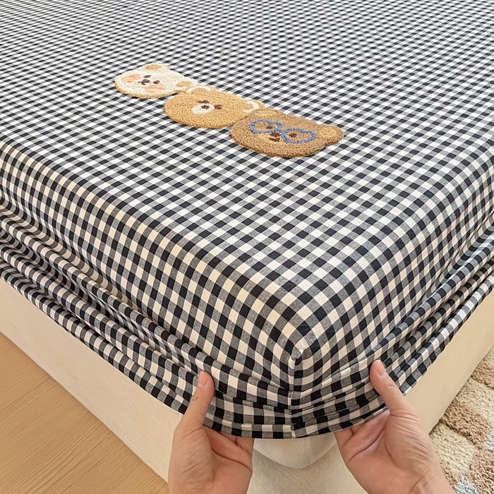 91家纺网 家纺一手货源 找家纺 卡姿家纺 2025春夏色织水洗棉单品床笠 水洗棉床笠-黑白格