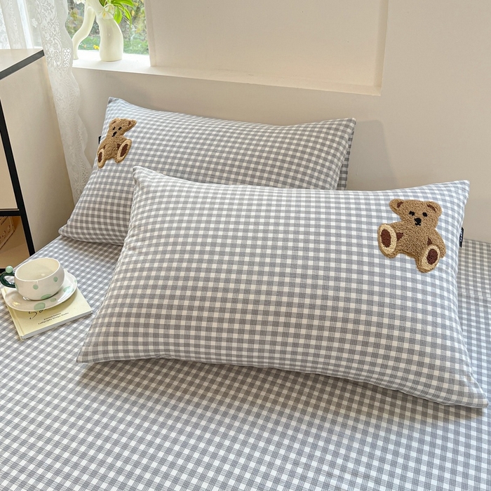 91家纺网 家纺一手货源 找家纺 卡姿家纺 2025春夏色织水洗棉单品床笠 水洗棉床笠-灰小格