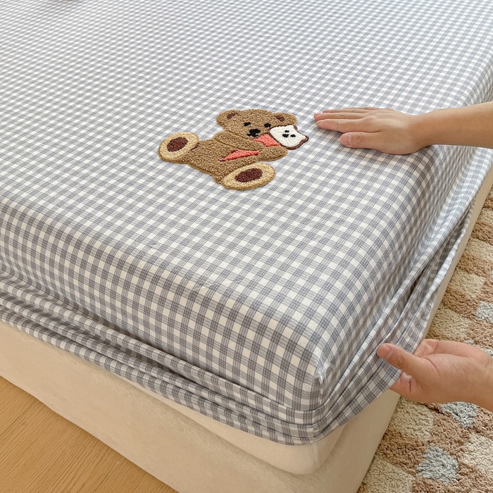 91家纺网 家纺一手货源 找家纺 卡姿家纺 2025春夏色织水洗棉单品床笠 水洗棉床笠-灰小格