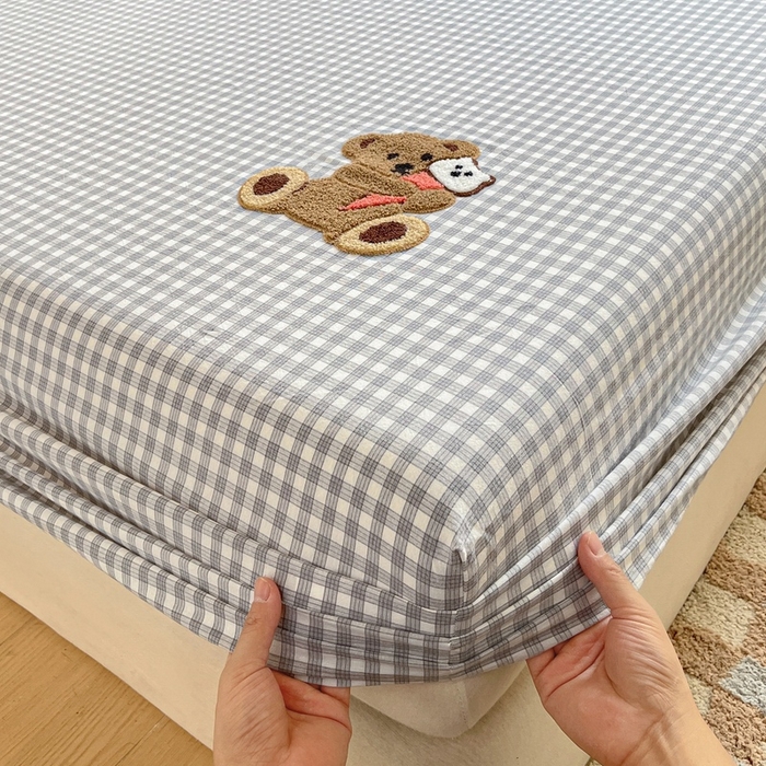 91家纺网 家纺一手货源 找家纺 卡姿家纺 2025春夏色织水洗棉单品床笠 水洗棉床笠-灰小格