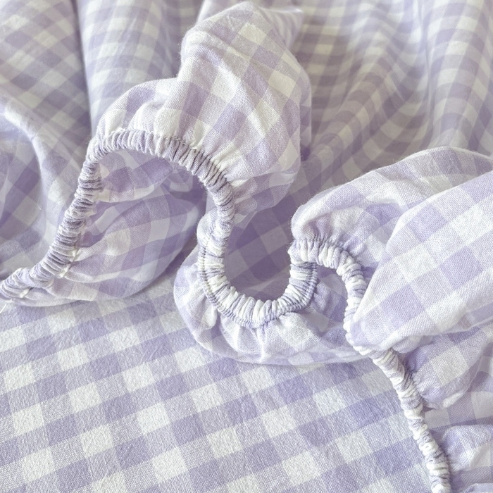 91家纺网 家纺一手货源 找家纺 卡姿家纺 2025春夏色织水洗棉单品床笠 水洗棉床笠-紫小格