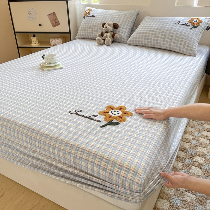 卡姿家纺 2025春夏色织水洗棉单品床笠 水洗棉床笠-红蓝小格