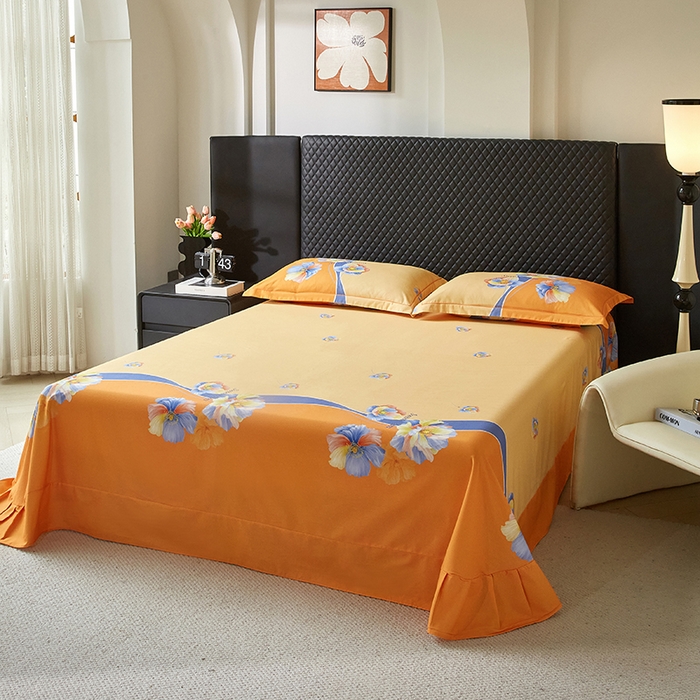 91家纺网 家纺一手货源 找家纺 金纱玉纺 2025年新款秋冬全棉印花四件套 思逸绽放-绿