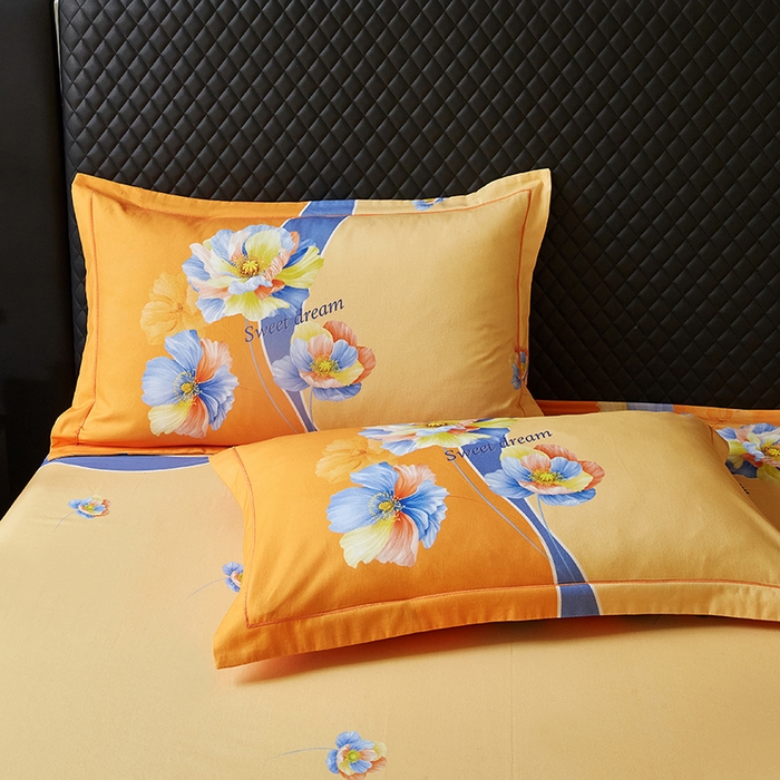 91家纺网 家纺一手货源 找家纺 金纱玉纺 2025年新款秋冬全棉印花四件套 思逸绽放-绿