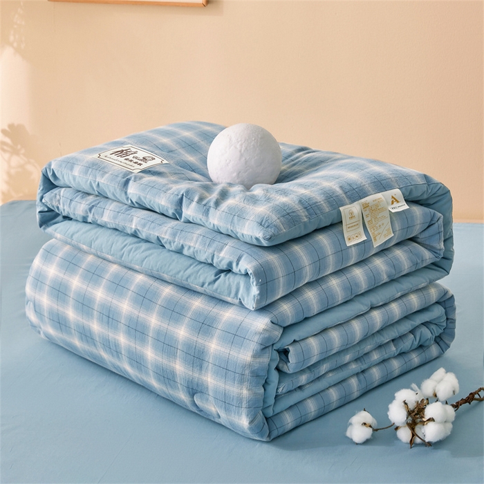 91家纺网 家纺一手货源 找家纺 晓时候 2025新款A类水洗棉冬被新疆棉花被夏被春秋被四季被子被芯 海蓝格