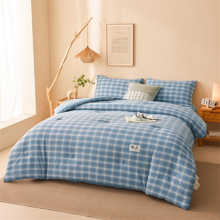 91家纺网 家纺一手货源 找家纺 晓时候 2025新款A类水洗棉冬被新疆棉花被夏被春秋被四季被子被芯 海蓝格