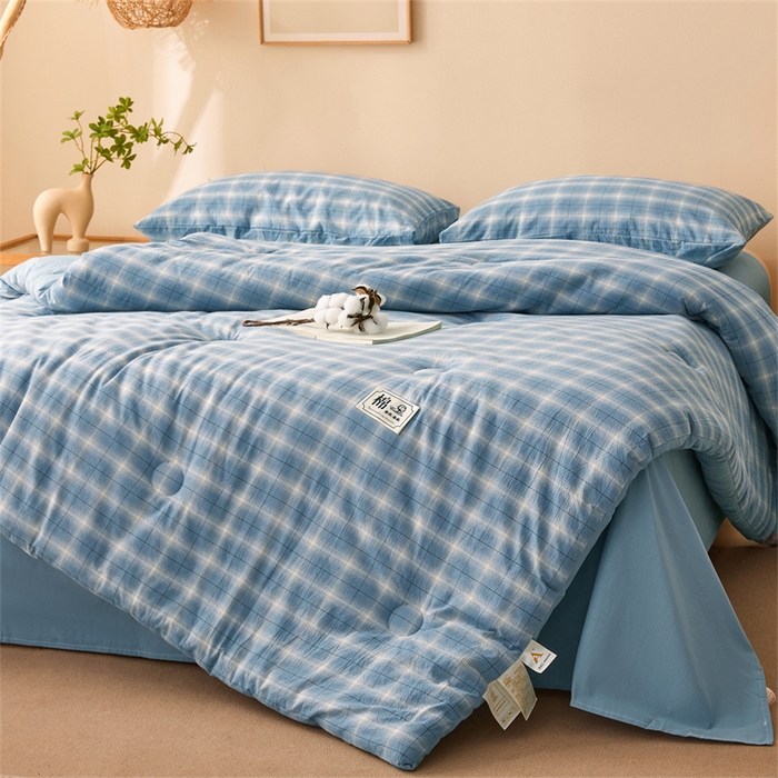 91家纺网 家纺一手货源 找家纺 晓时候 2025新款A类水洗棉冬被新疆棉花被夏被春秋被四季被子被芯 海蓝格