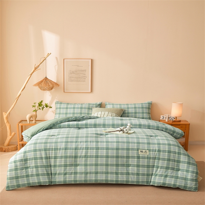 91家纺网 家纺一手货源 找家纺 晓时候 2025新款A类水洗棉冬被新疆棉花被夏被春秋被四季被子被芯 光年绿