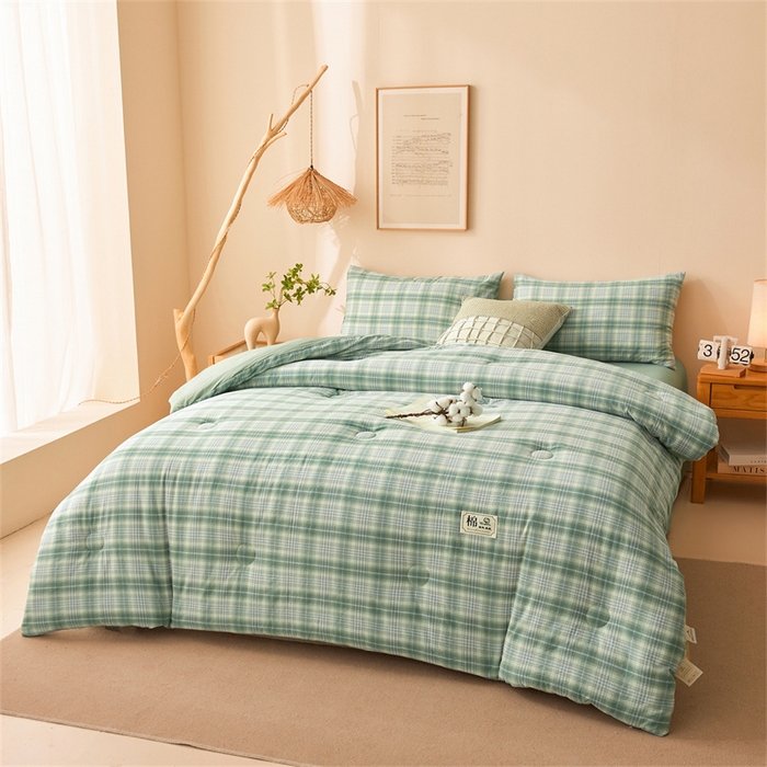 91家纺网 家纺一手货源 找家纺 晓时候 2025新款A类水洗棉冬被新疆棉花被夏被春秋被四季被子被芯 光年绿