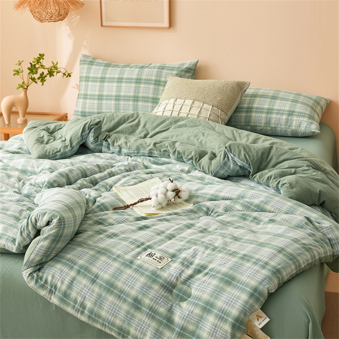 91家纺网 家纺一手货源 找家纺 晓时候 2025新款A类水洗棉冬被新疆棉花被夏被春秋被四季被子被芯 光年绿