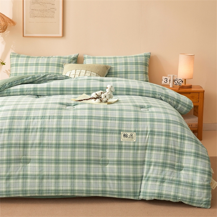 91家纺网 家纺一手货源 找家纺 晓时候 2025新款A类水洗棉冬被新疆棉花被夏被春秋被四季被子被芯 光年绿