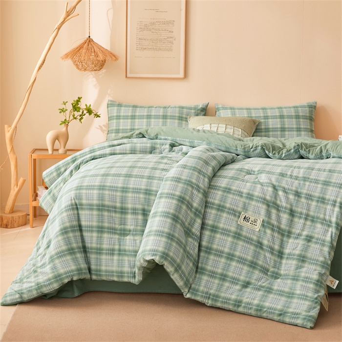91家纺网 家纺一手货源 找家纺 晓时候 2025新款A类水洗棉冬被新疆棉花被夏被春秋被四季被子被芯 光年绿