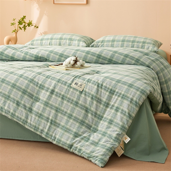 91家纺网 家纺一手货源 找家纺 晓时候 2025新款A类水洗棉冬被新疆棉花被夏被春秋被四季被子被芯 光年绿