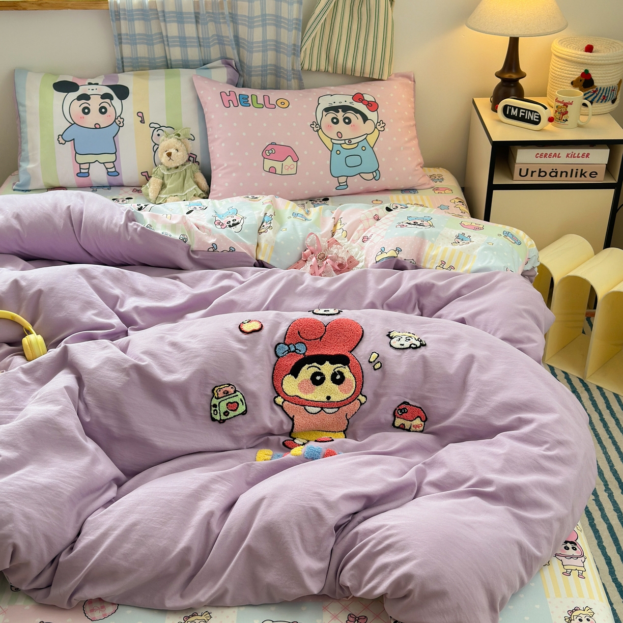 91家纺网 家纺一手货源 找家纺 一霖家纺 2025新款高克重云朵棉毛巾绣印绣四件套-小清新-第四波小清新系列 萌趣小新