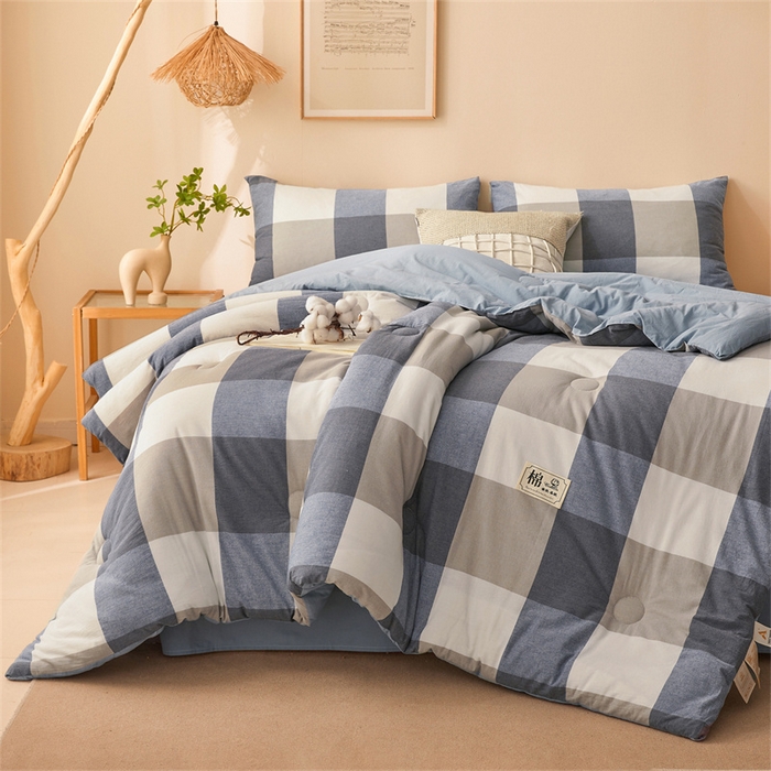 91家纺网 家纺一手货源 找家纺 晓时候 2025新款A类水洗棉冬被新疆棉花被夏被春秋被四季被子被芯 莫奈蓝