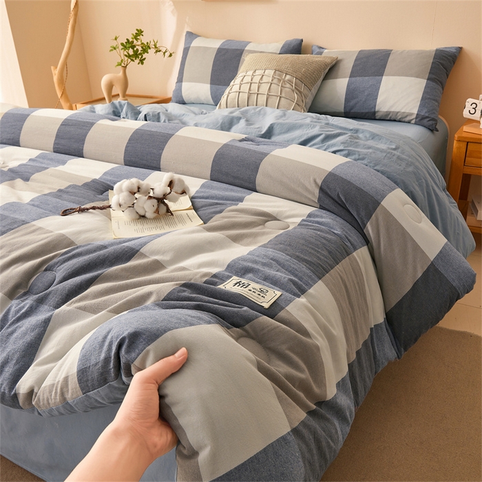 91家纺网 家纺一手货源 找家纺 晓时候 2025新款A类水洗棉冬被新疆棉花被夏被春秋被四季被子被芯 莫奈蓝