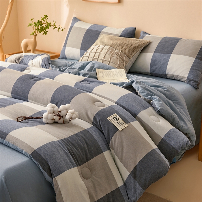 91家纺网 家纺一手货源 找家纺 晓时候 2025新款A类水洗棉冬被新疆棉花被夏被春秋被四季被子被芯 莫奈蓝