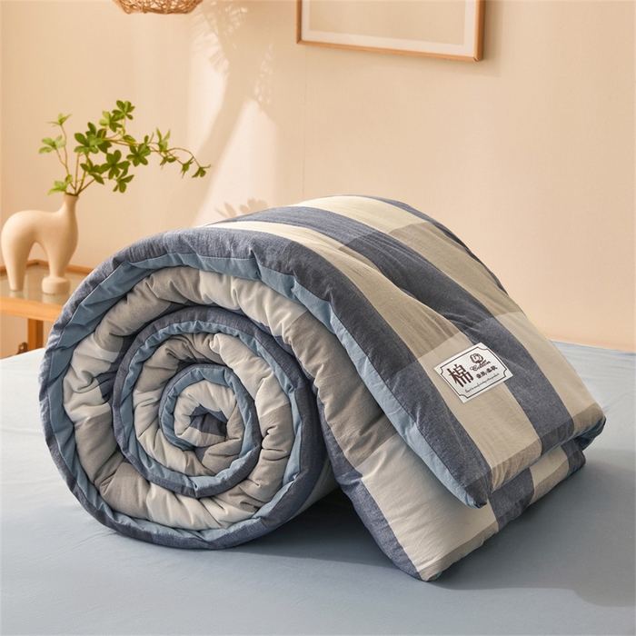 91家纺网 家纺一手货源 找家纺 晓时候 2025新款A类水洗棉冬被新疆棉花被夏被春秋被四季被子被芯 莫奈蓝