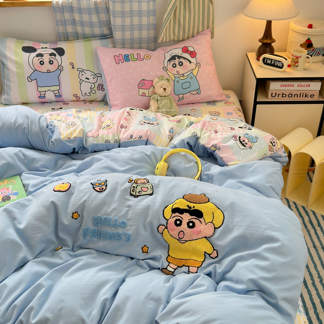 91家纺网 家纺一手货源 找家纺 一霖家纺 2025新款高克重云朵棉毛巾绣印绣四件套-小清新-第四波小清新系列 动感BIUBIU