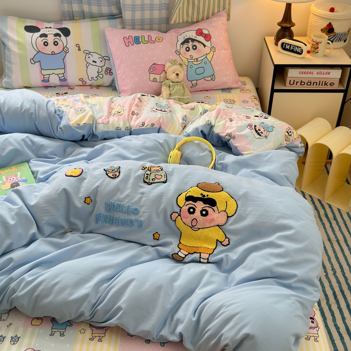 91家纺网 家纺一手货源 找家纺 一霖家纺 2025新款高克重云朵棉毛巾绣印绣四件套-小清新-第四波小清新系列 动感BIUBIU