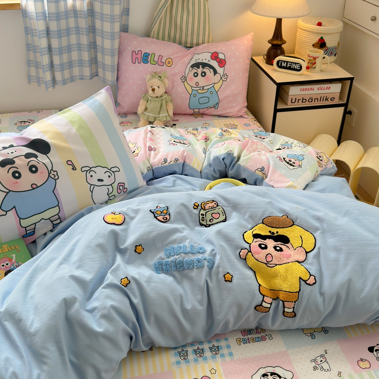 91家纺网 家纺一手货源 找家纺 一霖家纺 2025新款高克重云朵棉毛巾绣印绣四件套-小清新-第四波小清新系列 动感BIUBIU