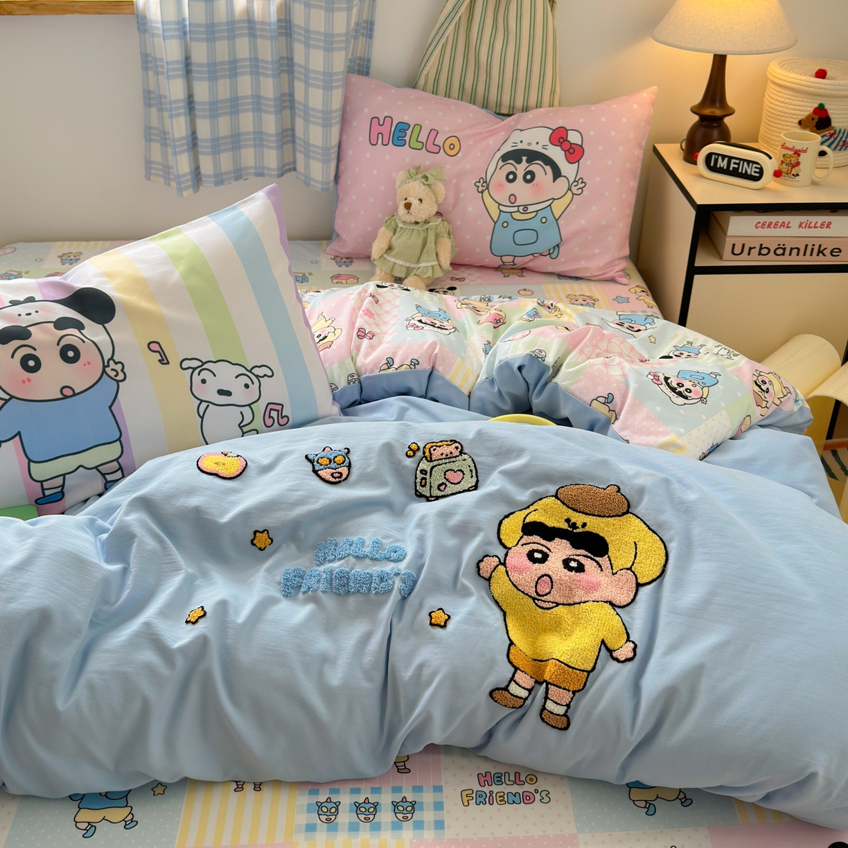 91家纺网 家纺一手货源 找家纺 一霖家纺 2025新款高克重云朵棉毛巾绣印绣四件套-小清新-第四波小清新系列 动感BIUBIU