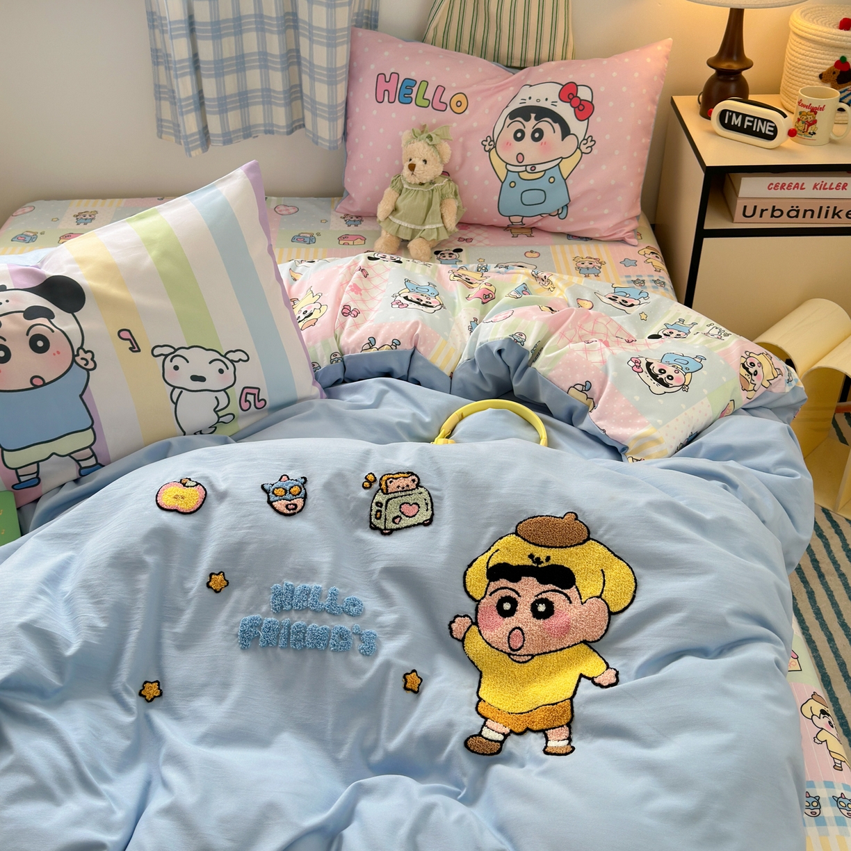 91家纺网 家纺一手货源 找家纺 一霖家纺 2025新款高克重云朵棉毛巾绣印绣四件套-小清新-第四波小清新系列 动感BIUBIU