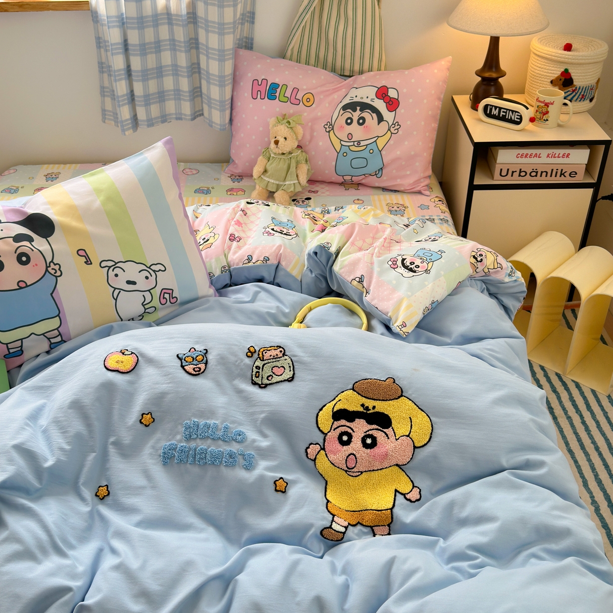 91家纺网 家纺一手货源 找家纺 一霖家纺 2025新款高克重云朵棉毛巾绣印绣四件套-小清新-第四波小清新系列 动感BIUBIU