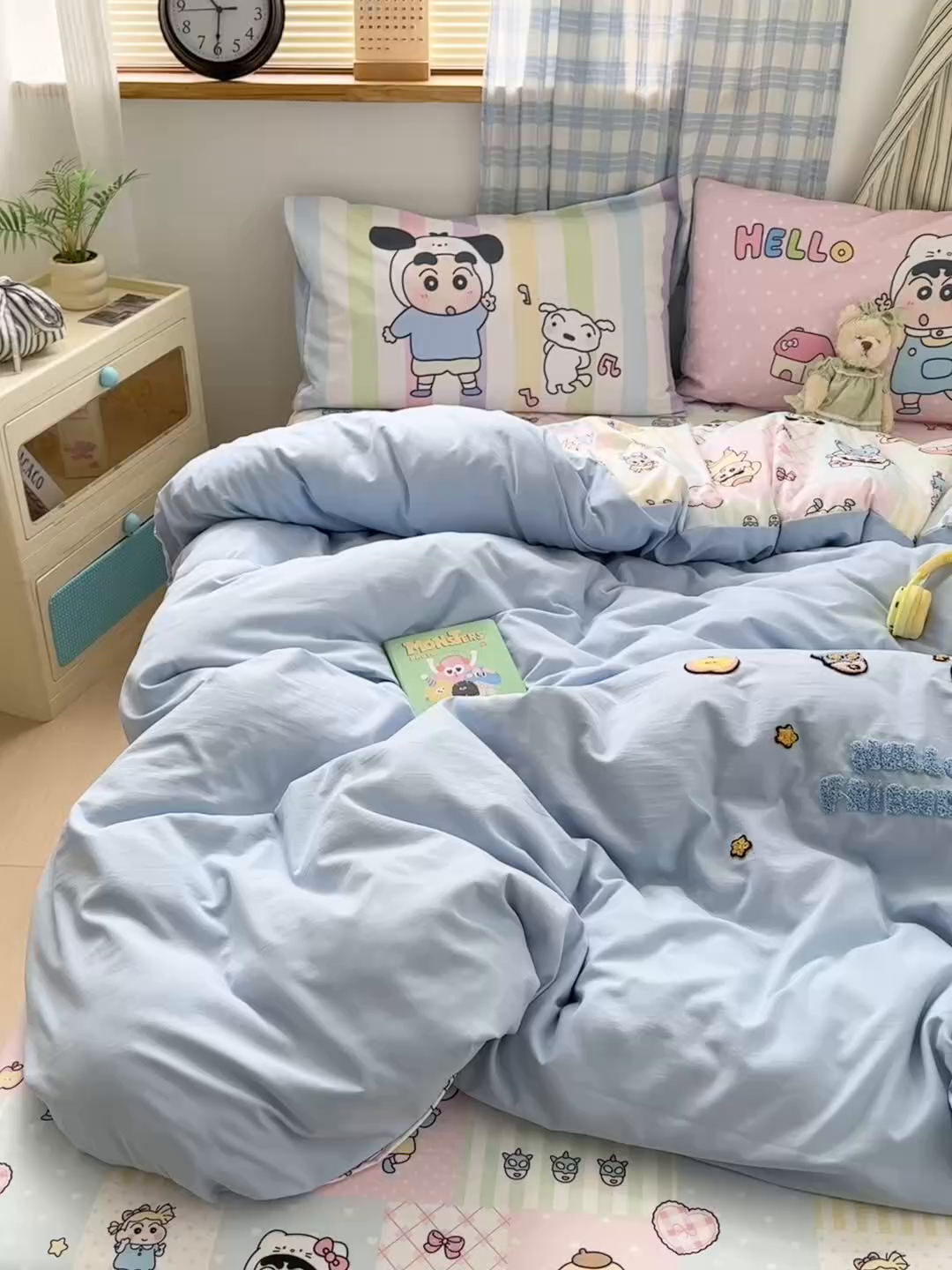 91家纺网 家纺一手货源 找家纺 一霖家纺 2025新款高克重云朵棉毛巾绣印绣四件套-小清新-第四波小清新系列 动感BIUBIU