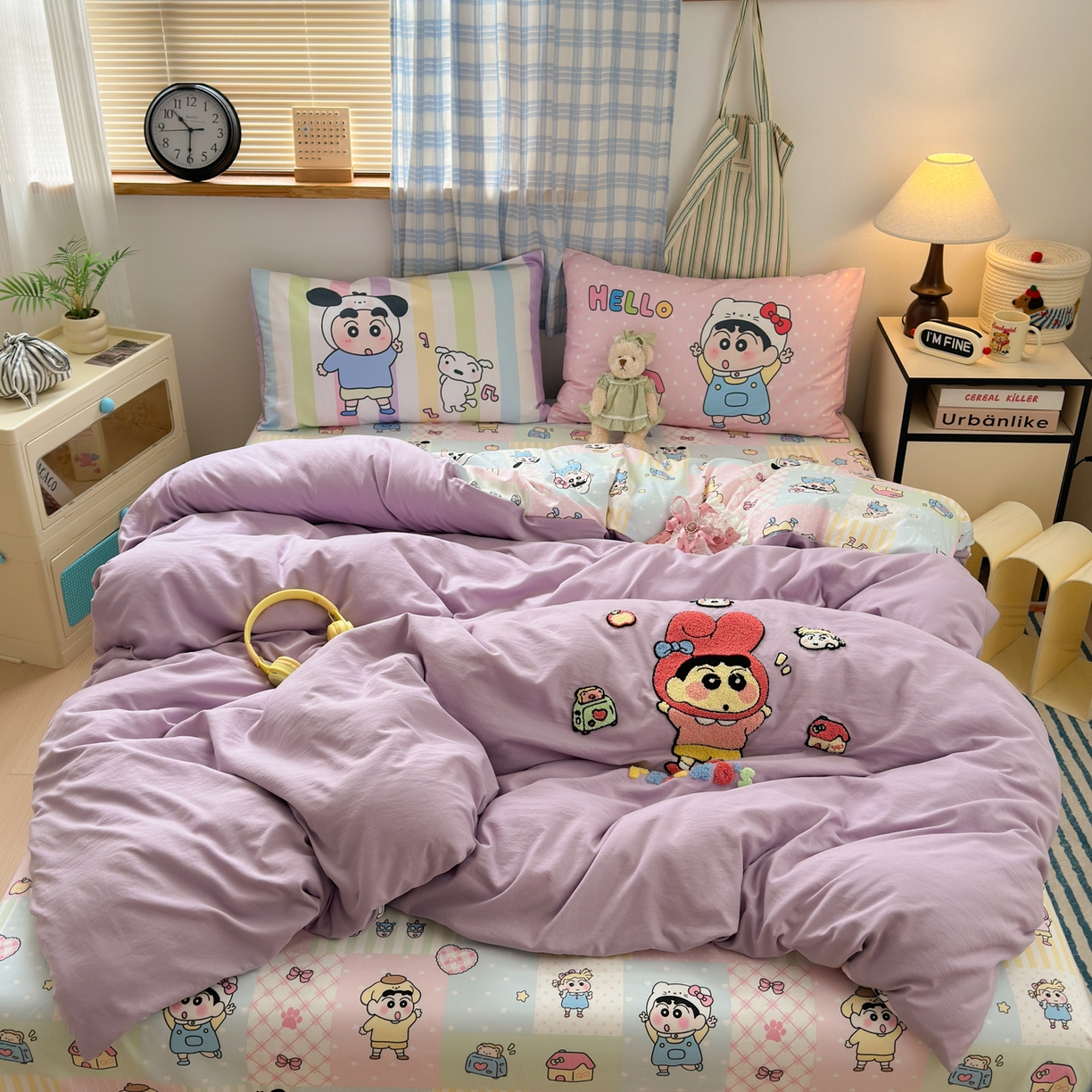 91家纺网 家纺一手货源 找家纺 一霖家纺 2025新款高克重云朵棉毛巾绣印绣四件套-小清新-第四波小清新系列 萌趣小新