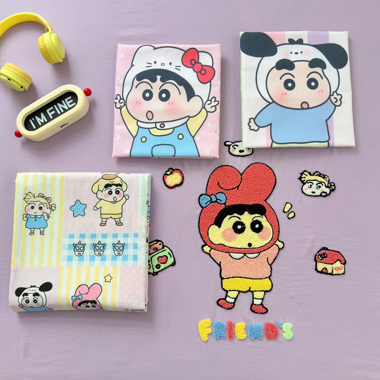 91家纺网 家纺一手货源 找家纺 一霖家纺 2025新款高克重云朵棉毛巾绣印绣四件套-小清新-第四波小清新系列 萌趣小新