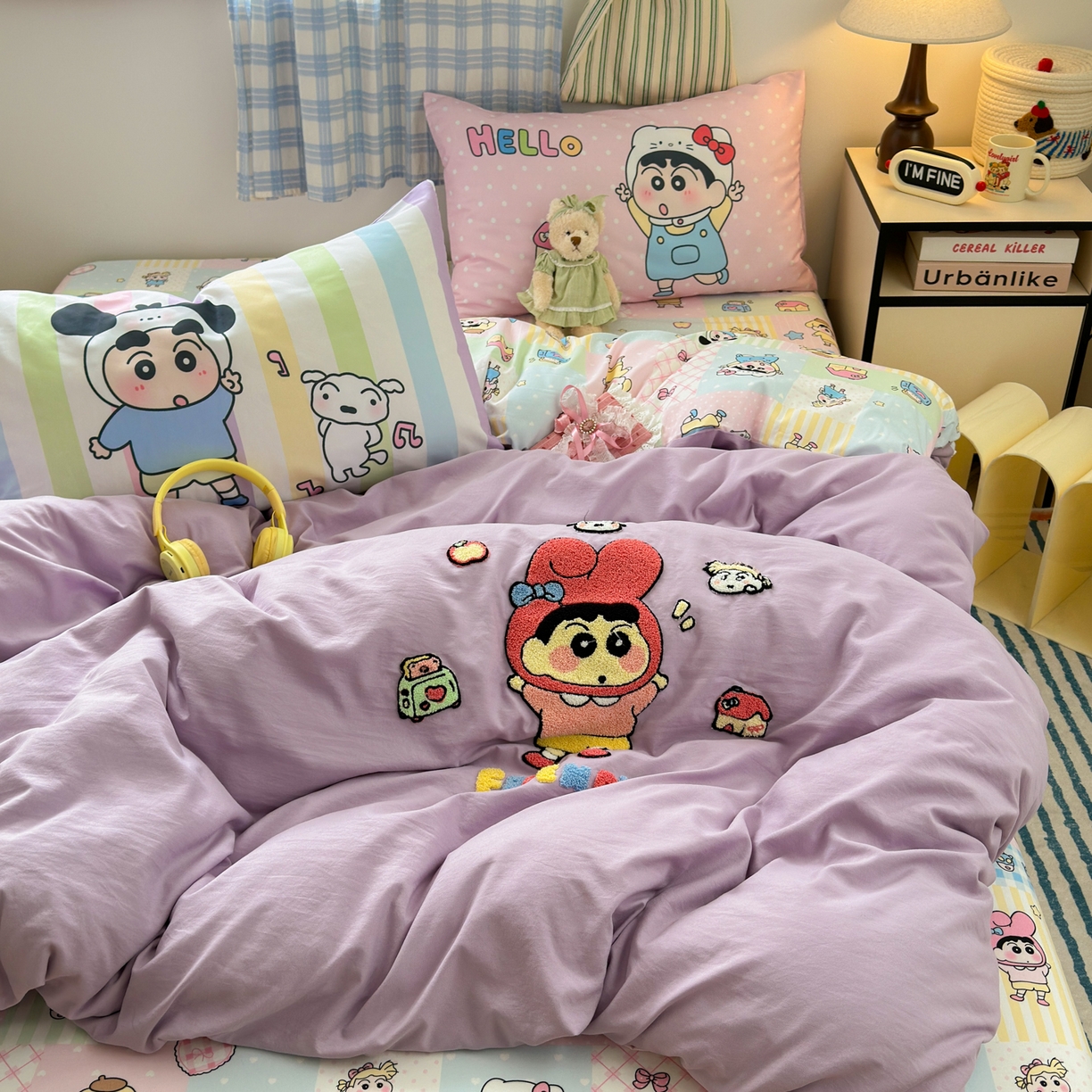 91家纺网 家纺一手货源 找家纺 一霖家纺 2025新款高克重云朵棉毛巾绣印绣四件套-小清新-第四波小清新系列 萌趣小新