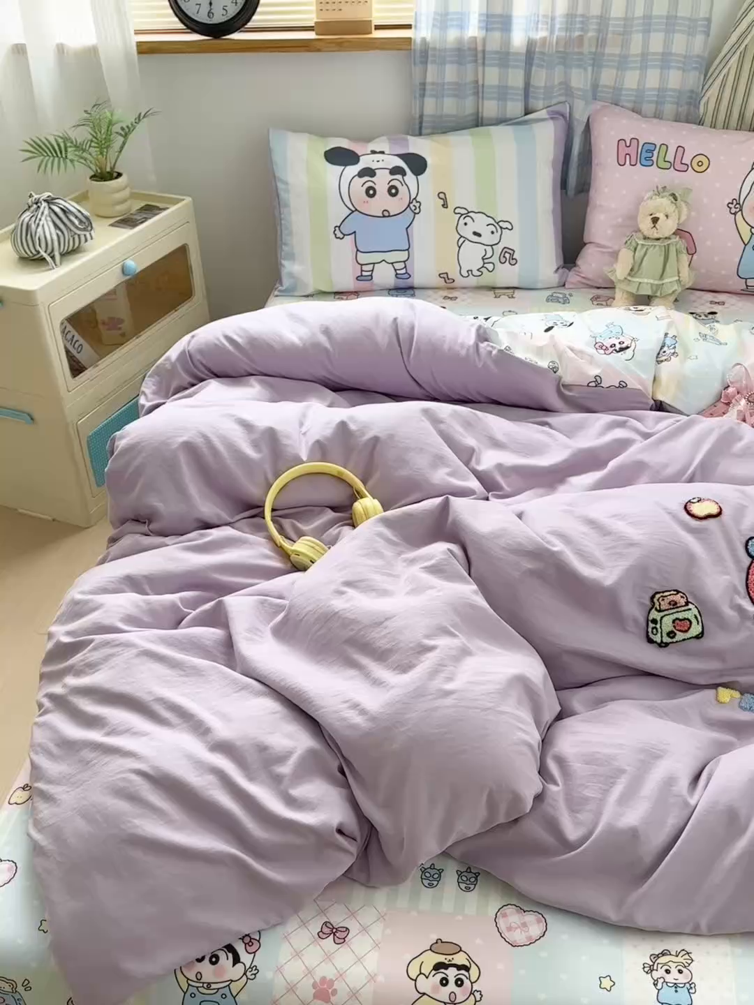 91家纺网 家纺一手货源 找家纺 一霖家纺 2025新款高克重云朵棉毛巾绣印绣四件套-小清新-第四波小清新系列 萌趣小新