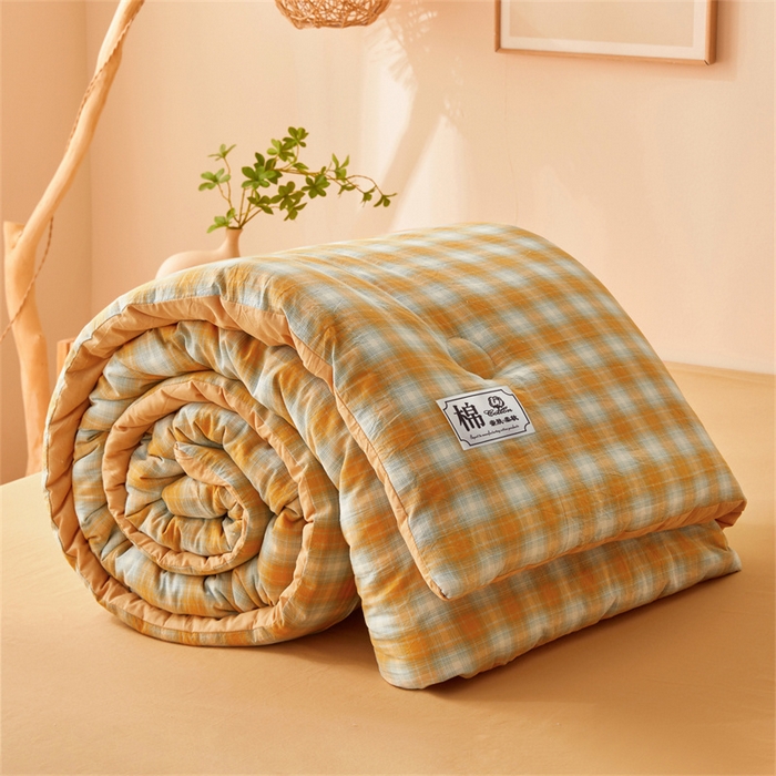 91家纺网 家纺一手货源 找家纺 晓时候 2025新款A类水洗棉冬被新疆棉花被夏被春秋被四季被子被芯 韶华桔