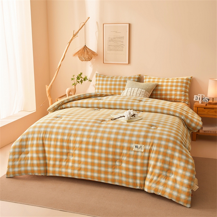 91家纺网 家纺一手货源 找家纺 晓时候 2025新款A类水洗棉冬被新疆棉花被夏被春秋被四季被子被芯 韶华桔