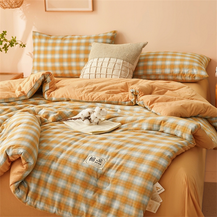 91家纺网 家纺一手货源 找家纺 晓时候 2025新款A类水洗棉冬被新疆棉花被夏被春秋被四季被子被芯 韶华桔