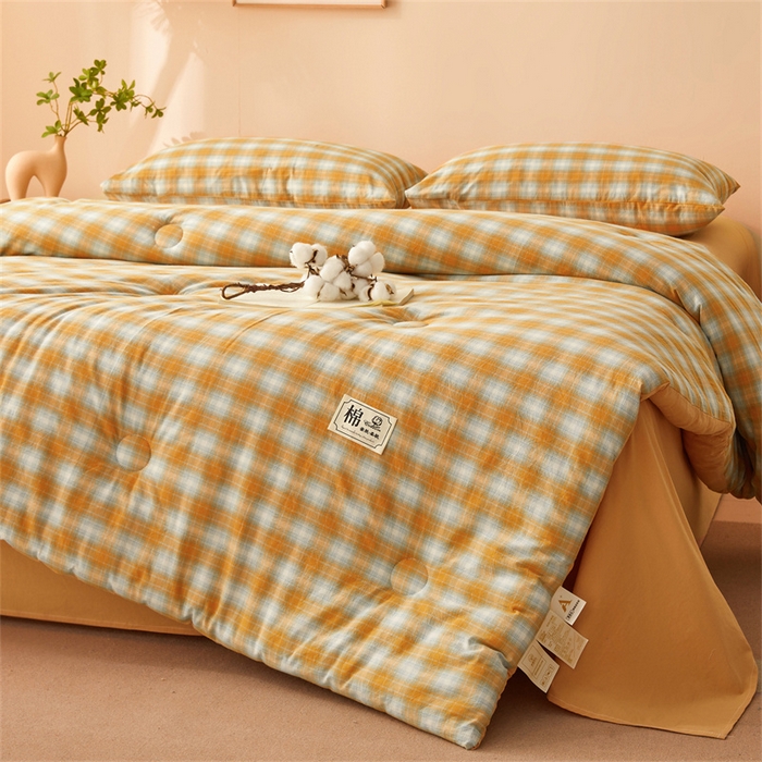 91家纺网 家纺一手货源 找家纺 晓时候 2025新款A类水洗棉冬被新疆棉花被夏被春秋被四季被子被芯 韶华桔