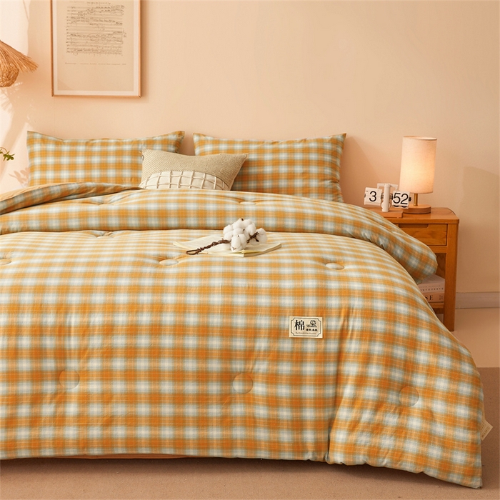 91家纺网 家纺一手货源 找家纺 晓时候 2025新款A类水洗棉冬被新疆棉花被夏被春秋被四季被子被芯 韶华桔