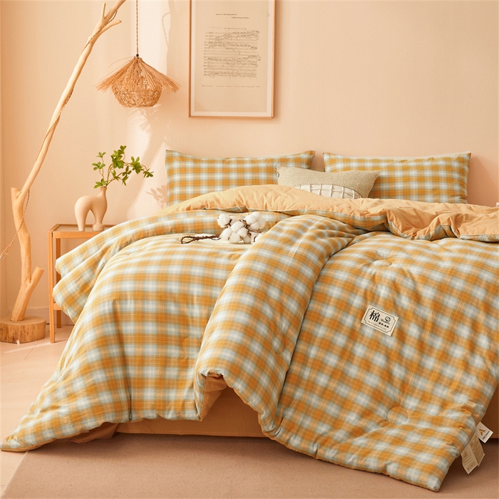 91家纺网 家纺一手货源 找家纺 晓时候 2025新款A类水洗棉冬被新疆棉花被夏被春秋被四季被子被芯 韶华桔