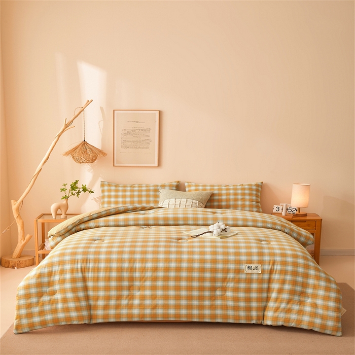 91家纺网 家纺一手货源 找家纺 晓时候 2025新款A类水洗棉冬被新疆棉花被夏被春秋被四季被子被芯 韶华桔