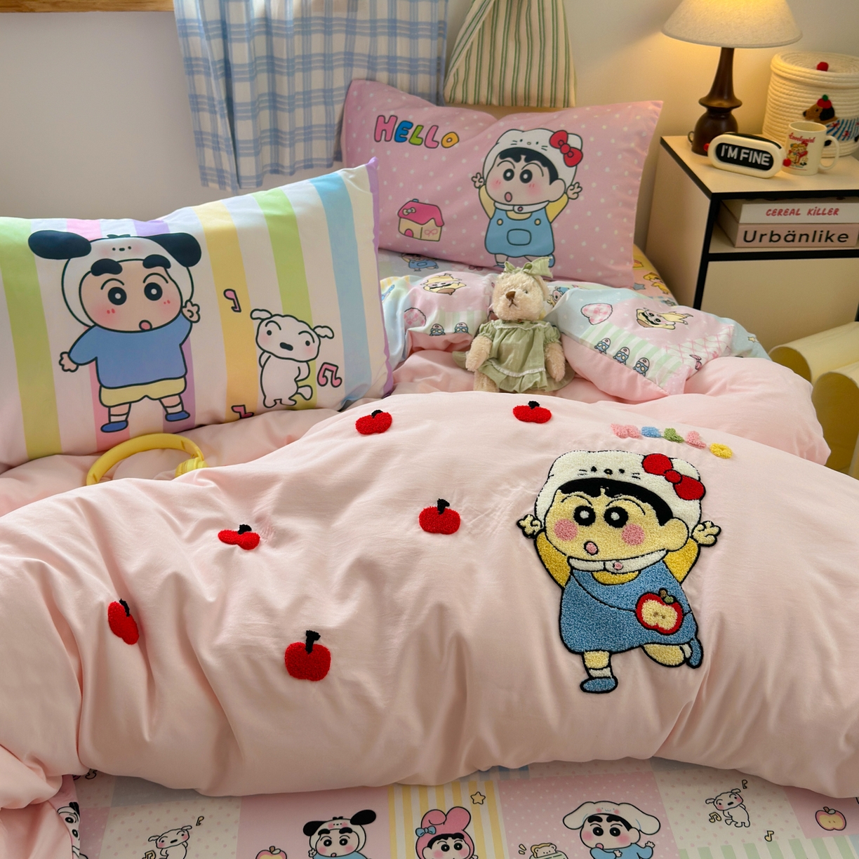 91家纺网 家纺一手货源 找家纺 一霖家纺 2025新款高克重云朵棉毛巾绣印绣四件套-小清新-第四波小清新系列 苹果新新