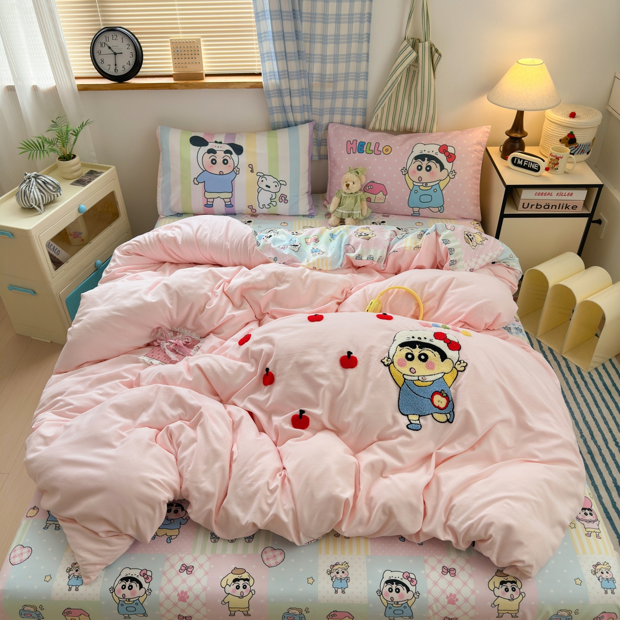 91家纺网 家纺一手货源 找家纺 一霖家纺 2025新款高克重云朵棉毛巾绣印绣四件套-小清新-第四波小清新系列 苹果新新