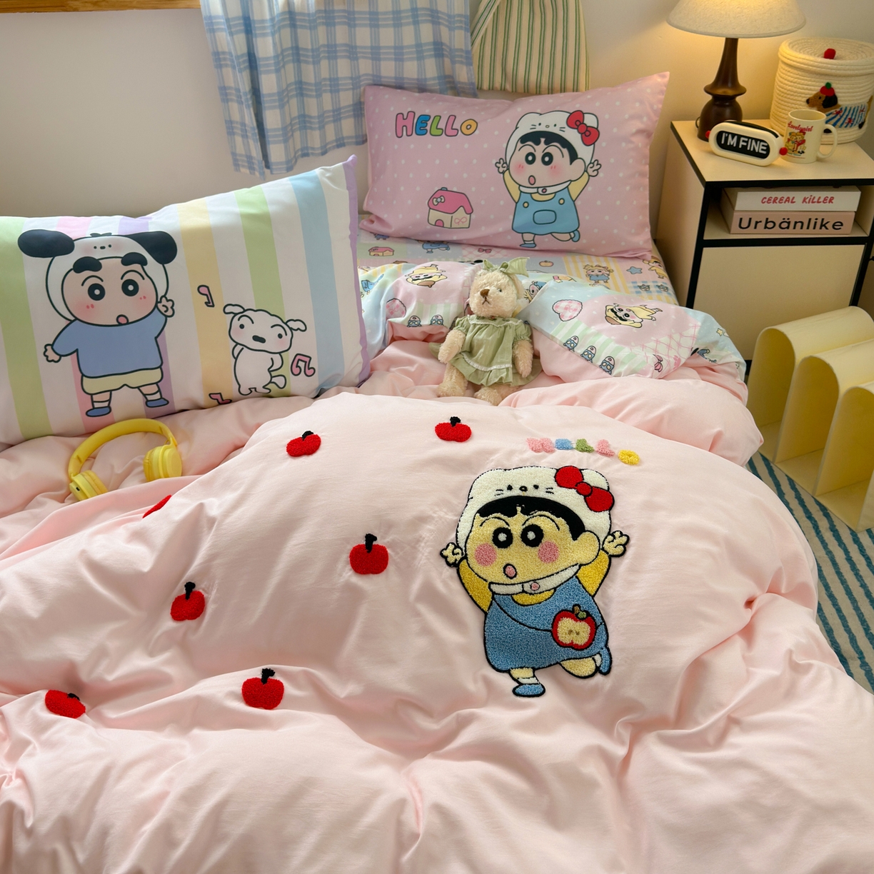 91家纺网 家纺一手货源 找家纺 一霖家纺 2025新款高克重云朵棉毛巾绣印绣四件套-小清新-第四波小清新系列 苹果新新