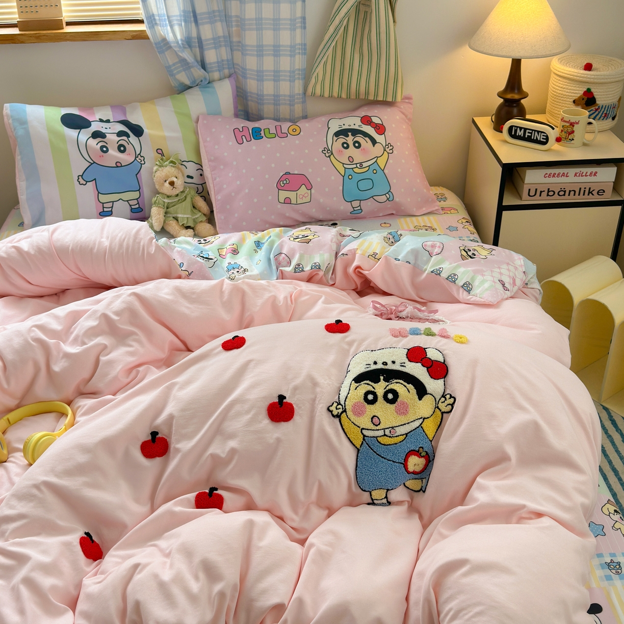 91家纺网 家纺一手货源 找家纺 一霖家纺 2025新款高克重云朵棉毛巾绣印绣四件套-小清新-第四波小清新系列 苹果新新