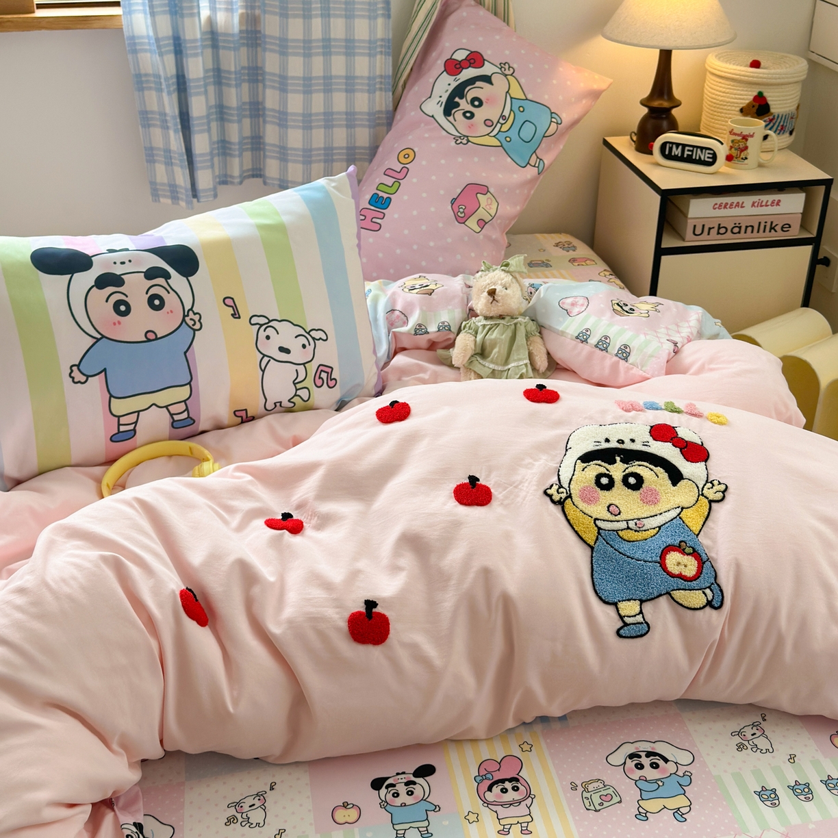 91家纺网 家纺一手货源 找家纺 一霖家纺 2025新款高克重云朵棉毛巾绣印绣四件套-小清新-第四波小清新系列 苹果新新