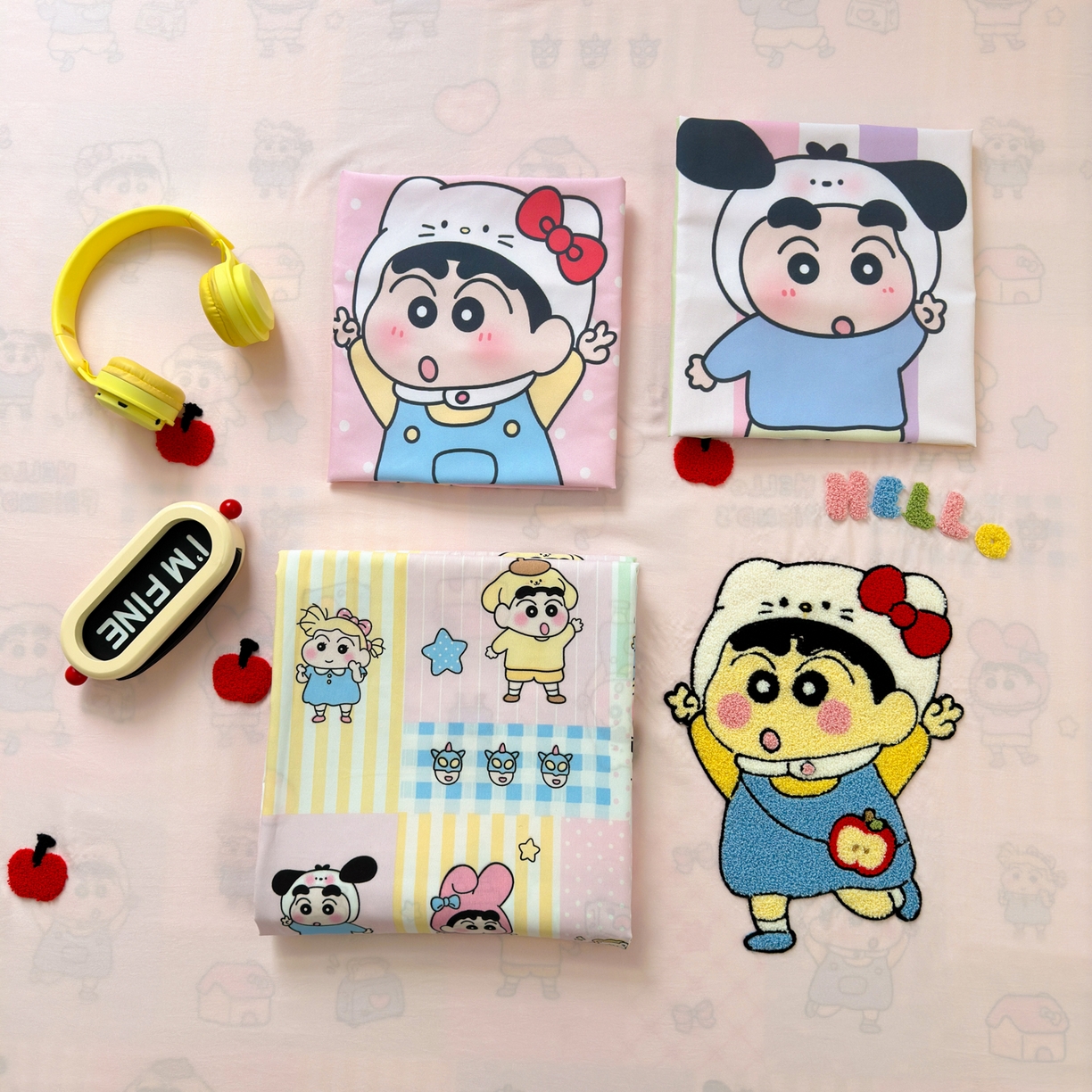 91家纺网 家纺一手货源 找家纺 一霖家纺 2025新款高克重云朵棉毛巾绣印绣四件套-小清新-第四波小清新系列 苹果新新